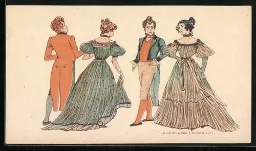 AK Tanzpaare in Frack und Kleid