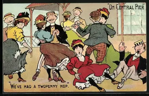 AK Dancing Crowd on Central Pier, We`ve had a Twopenny Hop