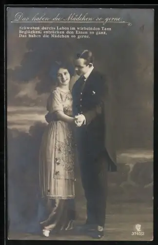AK Tanzpaar in Ballkleidung, Das haben die Mädchen so gerne