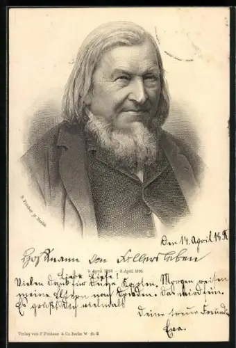 AK Hoffmann von Fallersleben im Halbportrait