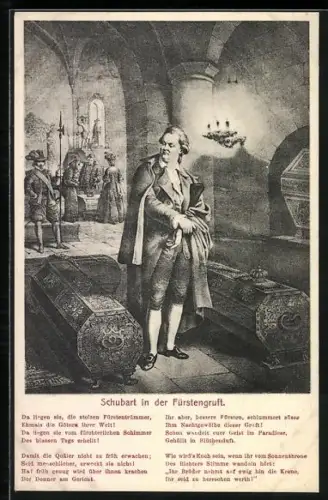 AK Schubart in der Fürstengruft mit Gedicht