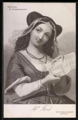 AK Mrs. Ford presenting the letter in her hands, Heroines of Shakespeare