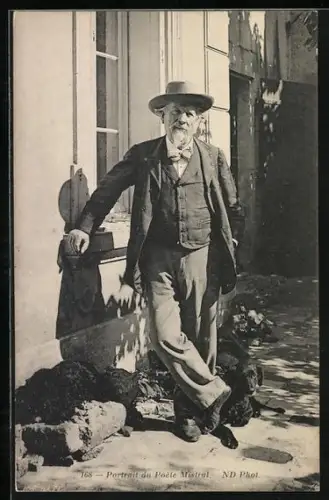 AK Portrait des Dichters Frederic Mistral mit Hund