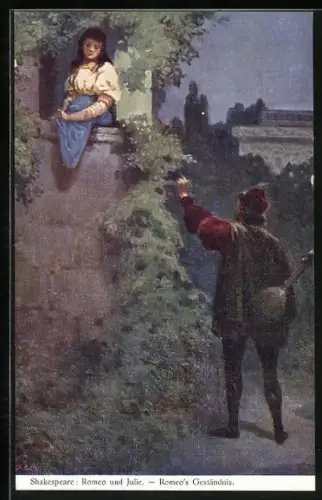 Künstler-AK William Shakespeare, Romeo und Julia, Romeo`s Geständnis