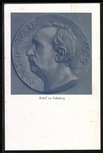 AK Palmberg, Dichter Martin Greif im Relief