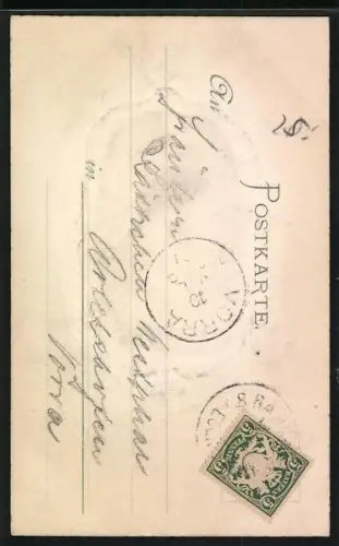 Präge-AK Zwei Damen in Kleider im Jugendstil-Rahmen