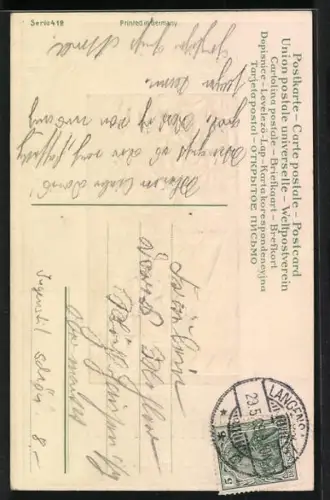 AK Vögel auf einem Dach, Fröhliche Pfingsten