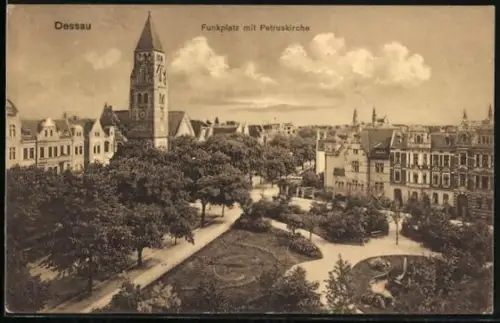 AK Dessau, Funkplatz, Petruskirche