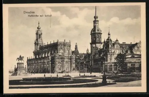 AK Dresden, Hofkirche mit Schloss