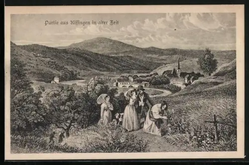 Künstler-AK Kissingen, Partie in alter Zeit, Landschaft, Frauen bei Feldarbeit