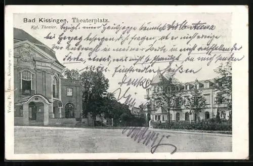 AK Bad Kissingen, Theaterplatz, Königliches Theater
