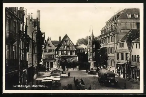 AK Bad Kissingen, Marktplatz mit Geschäften