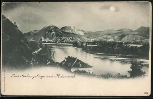 AK Rolandseck, Siebengebirge im Mondschein