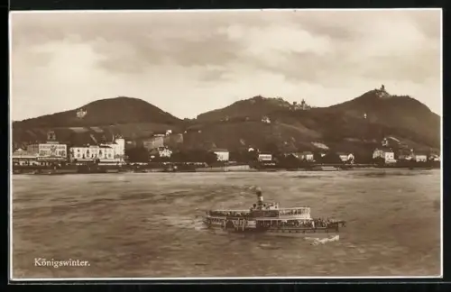 AK Königswinter /Rhein, Drachenfels, Drachenburg, Rheinpartie