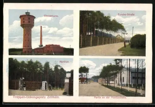 AK Zeithain, Truppen-Übungsplatz, Wasserturm, Nordtor, Funcke-Strasse, Planitzstrasse