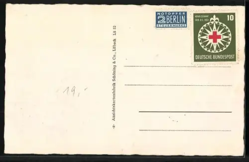 AK Lübeck, Blick vom Petri-Kirchturm auf das Holstentor