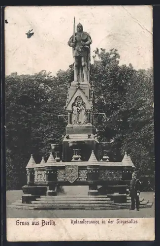 AK Berlin-Tiergarten, Rolandbrunnen in der Siegesallee