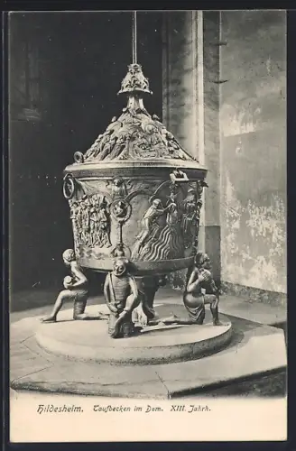 AK Hildesheim, Taufbecken im Dom, XIII. Jahrh.