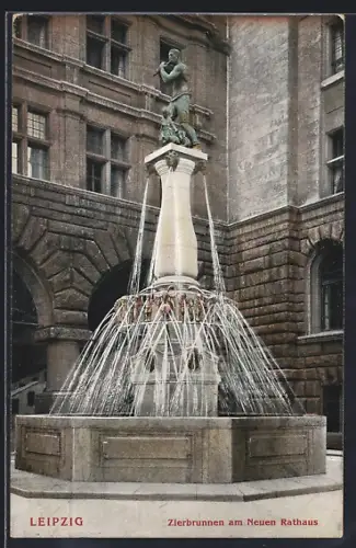 AK Leipzig, Zierbrunnen am Neuen Rathaus