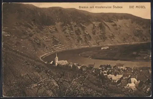 AK Bremm, Ortsansicht mit Klosterruine Stubben