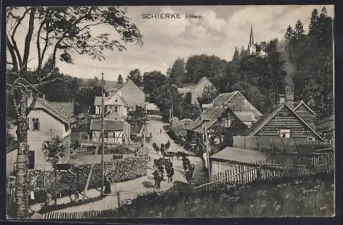 AK Schierke i. Harz, Strassenpartie mit Rindern