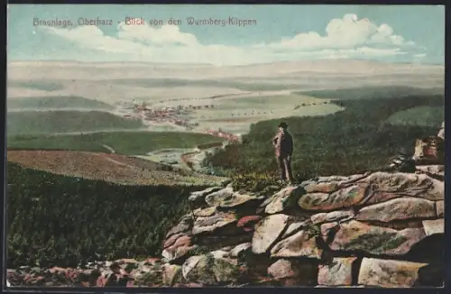 AK Braunlage /Oberharz, Blick von den Wurmberg-Klippen auf den Ort