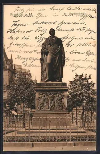 AK Frankfurt a. M., Goethedenkmal