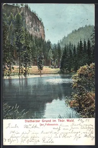 AK Dietharz im Thür. Wald, Dietharzer Grund, Falkenstein, Wald, Teich