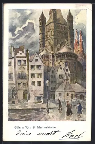Künstler-AK Köln a. Rh., St. Martinskirche