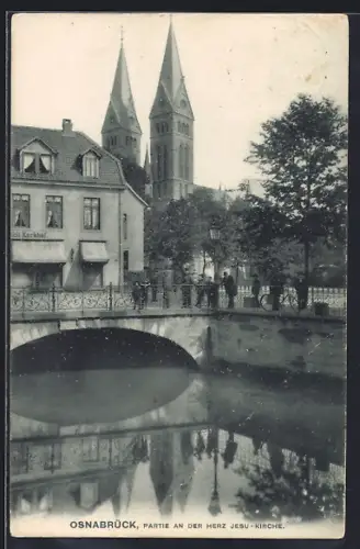 AK Osnabrück, Partie an der Herz Jesu-Kirche