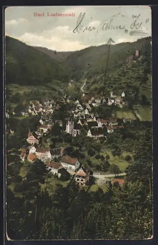 AK Bad Liebenzell, Ortsansicht mit Burgruine