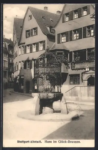 AK Stuttgart, Altstadt, Hans im Glück-Brunnen