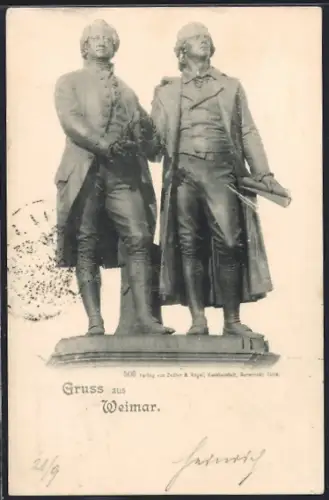AK Weimar / Thüringen, Goethe-Schiller-Denkmal