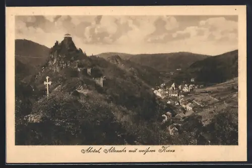 AK Altenahr /Ahrtal, Teilansicht mit weissem Kreuz
