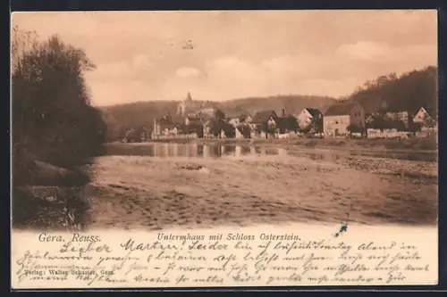 AK Gera, Reuss, Untermhaus mit Schloss Osterstein