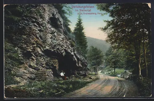 AK St. Andreasberg /Harz, Verlobungsfelsen im Siebertal