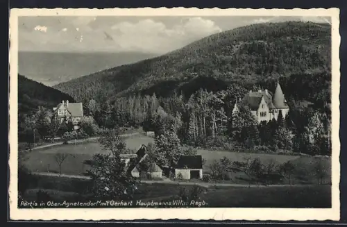 AK Agnetendorf, Gerhart Hauptmanns Villa, Landschaft