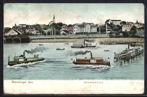 AK Starnberg, Dampfschiffe Bavaria und Luitpold auf dem Starnberger See