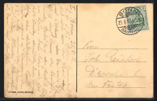 AK Bonn, Rheinbrücke, Dampfschiff