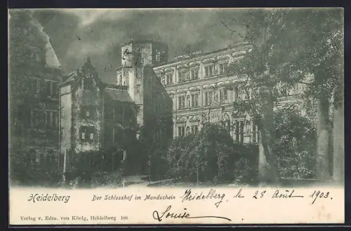 AK Heidelberg, Schlosshof im Mondschein