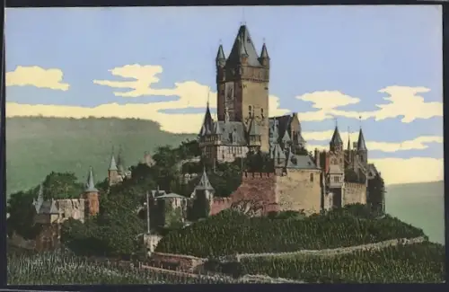 AK Cochem a. d. Mosel, Burg Cochem von Nordwest