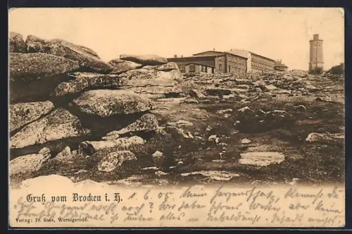 AK Brocken i. H., Brockenhaus und Aussichtsturm