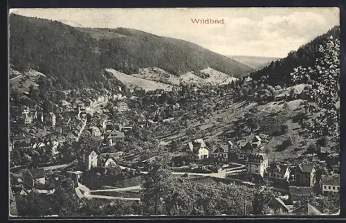 AK Wildbad / Schwarzwald, Panoramaansicht des Ortes im Tal