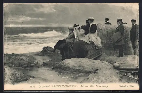 AK Brunshaupten i. M., Ostseebad, die Brandung