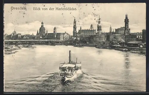 AK Dresden, Blick von der Marienbrücke
