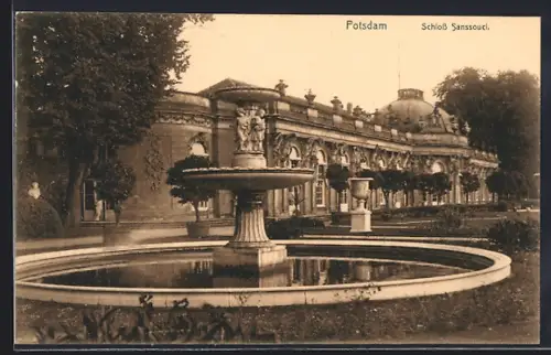 AK Potsdam, Schloss Sanssouci, Brunnen im Park