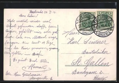 AK Karlsruhe i. B., Kaiser Wilhelm-Denkmal