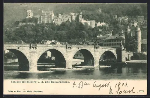 AK Heidelberg, Schloss und alte Neckarbrücke
