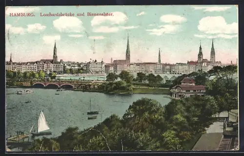 AK Hamburg-Neustadt, Lombardsbrücke und Binnenalster