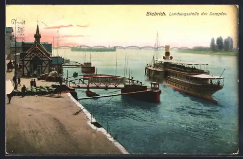 AK Biebrich / Rhein, Landungsstelle der Dampfer